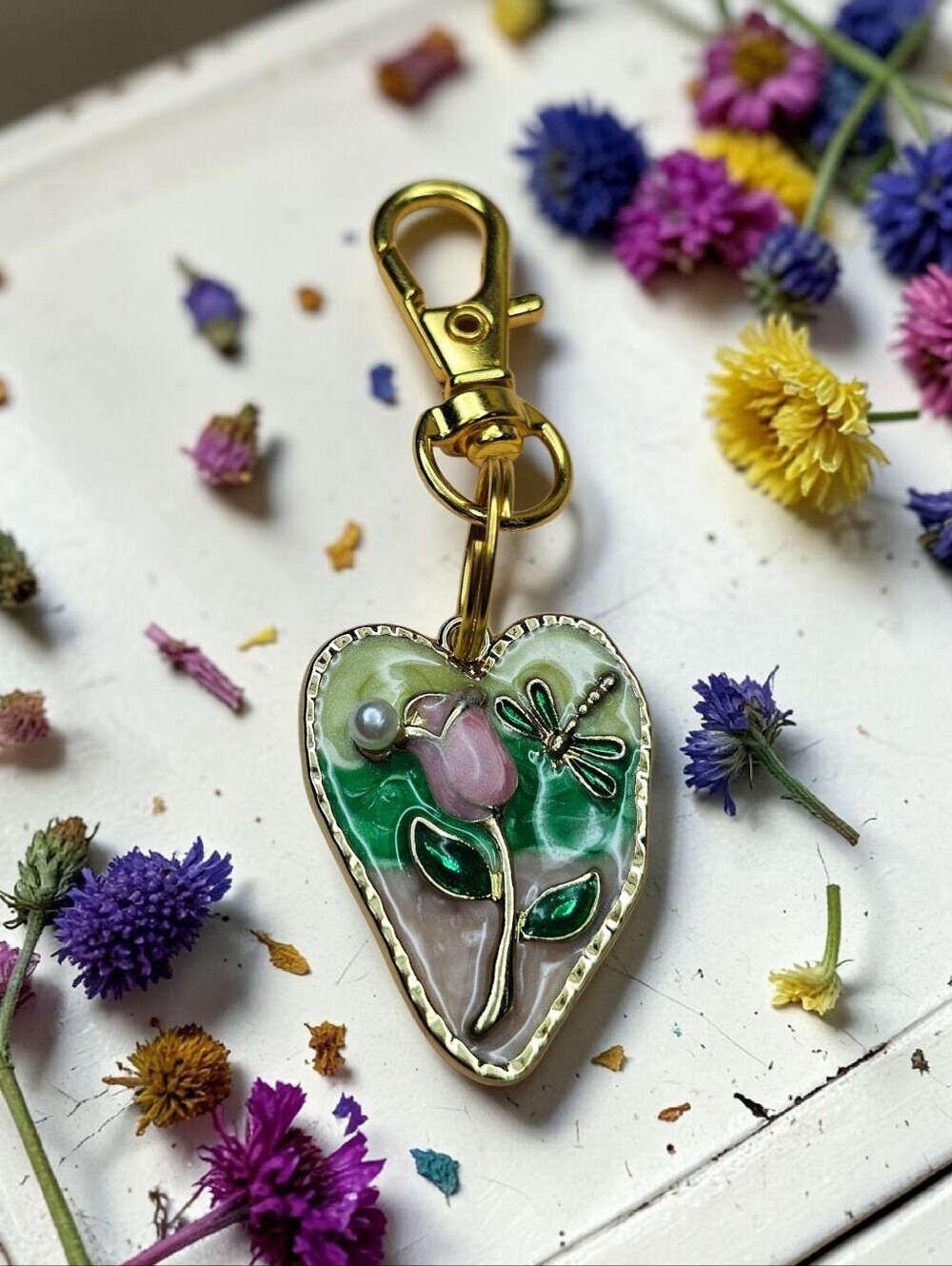 Flower Gold Tone Key Chain